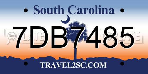 7DB7485 South Carolina License Plate