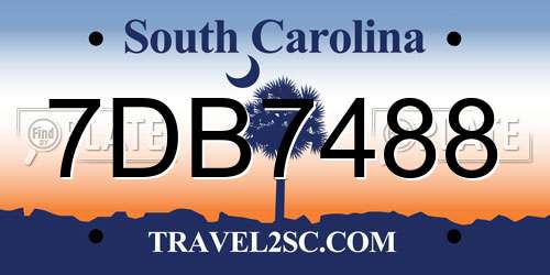7DB7488 South Carolina License Plate