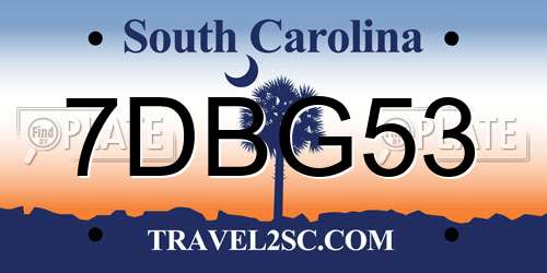 7DBG53 South Carolina License Plate