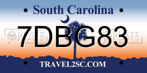 7DBG83 South Carolina License Plate