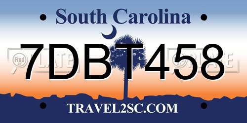 7DBT458 South Carolina License Plate