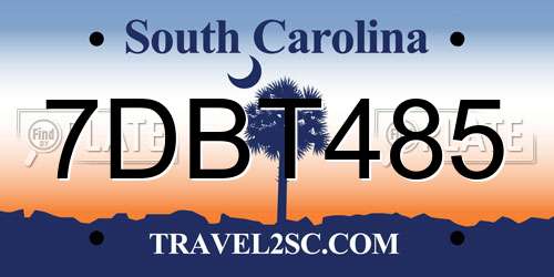 7DBT485 South Carolina License Plate