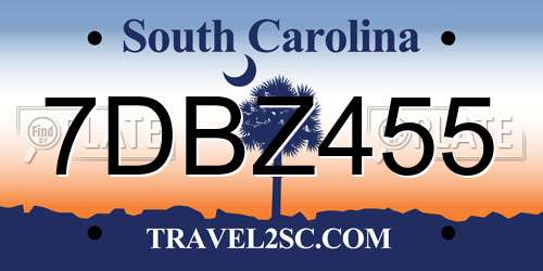 7DBZ455 South Carolina License Plate