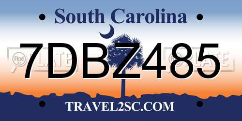 7DBZ485 South Carolina License Plate