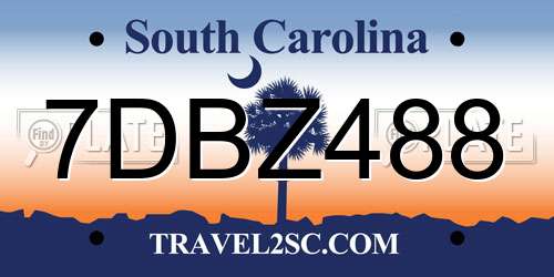 7DBZ488 South Carolina License Plate