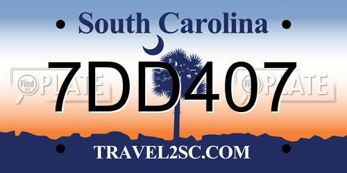 7DD407 South Carolina License Plate