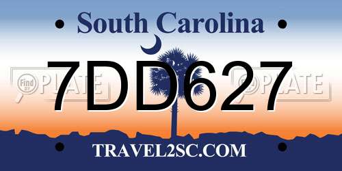 7DD627 South Carolina License Plate