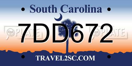 7DD672 South Carolina License Plate