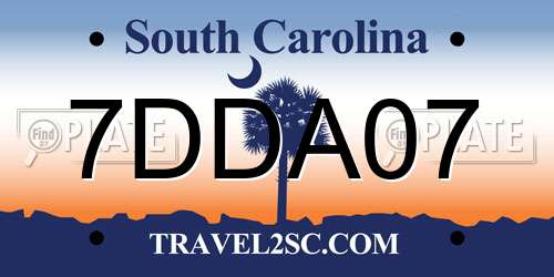 7DDA07 South Carolina License Plate