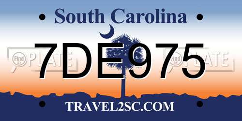 7DE975 South Carolina License Plate