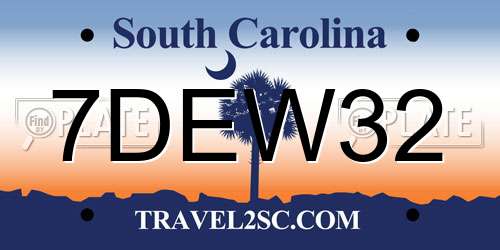 7DEW32 South Carolina License Plate