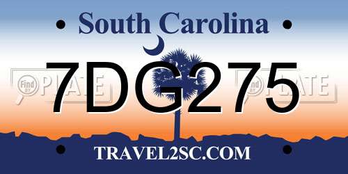 7DG275 South Carolina License Plate