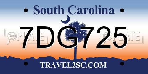 7DG725 South Carolina License Plate