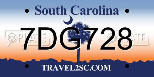 7DG728 South Carolina License Plate