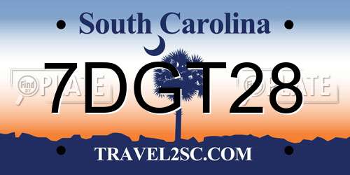 7DGT28 South Carolina License Plate