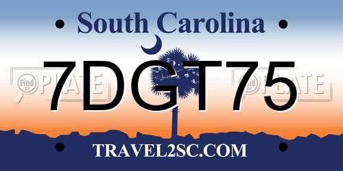 7DGT75 South Carolina License Plate