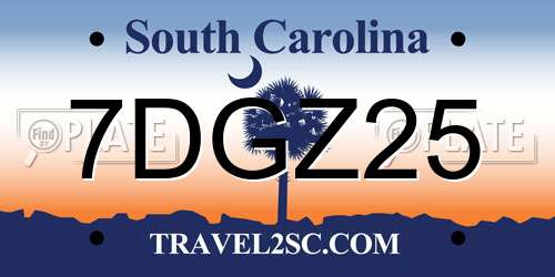 7DGZ25 South Carolina License Plate