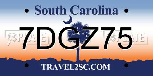 7DGZ75 South Carolina License Plate