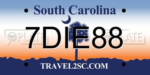 7DIE88 South Carolina License Plate
