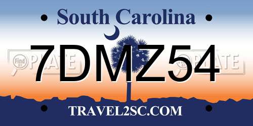 7DMZ54 South Carolina License Plate