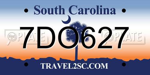 7DO627 South Carolina License Plate