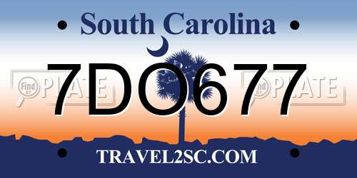 7DO677 South Carolina License Plate