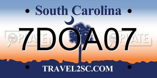 7DOA07 South Carolina License Plate