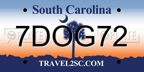 7DOG72 South Carolina License Plate