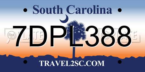 7DPL388 South Carolina License Plate