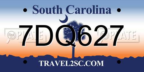 7DQ627 South Carolina License Plate