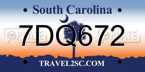 7DQ672 South Carolina License Plate