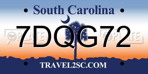 7DQG72 South Carolina License Plate