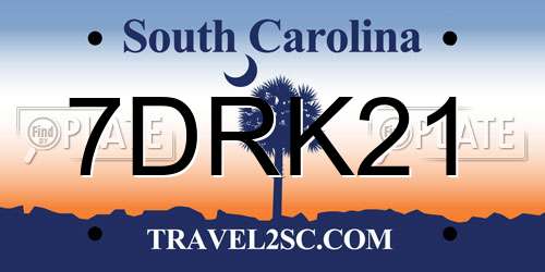 7DRK21 South Carolina License Plate