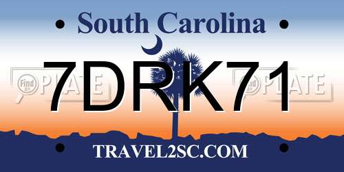 7DRK71 South Carolina License Plate