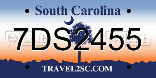7DS2455 South Carolina License Plate