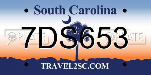 7DS653 South Carolina License Plate