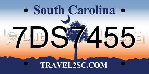 7DS7455 South Carolina License Plate
