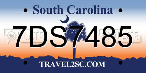 7DS7485 South Carolina License Plate