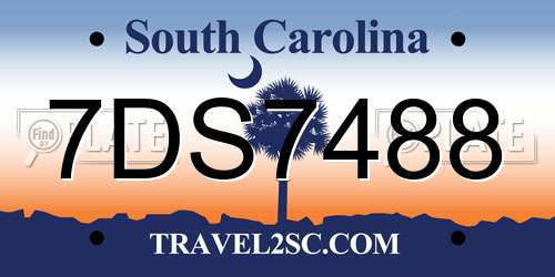 7DS7488 South Carolina License Plate