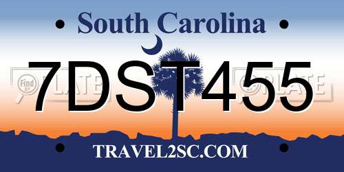 7DST455 South Carolina License Plate