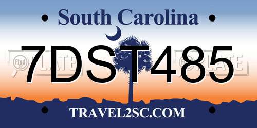 7DST485 South Carolina License Plate