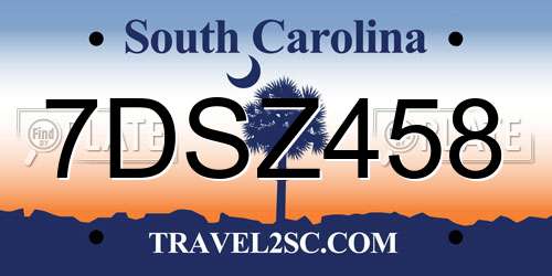 7DSZ458 South Carolina License Plate