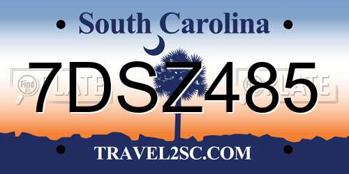 7DSZ485 South Carolina License Plate