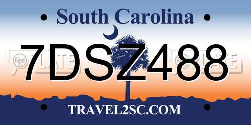 7DSZ488 South Carolina License Plate