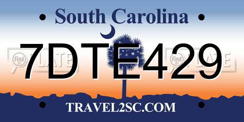 7DTE429 South Carolina License Plate