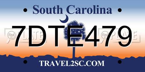 7DTE479 South Carolina License Plate