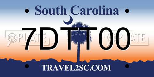 7DTT00 South Carolina License Plate