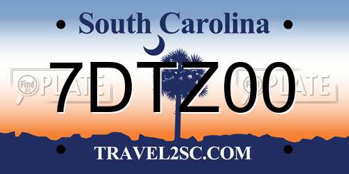 7DTZ00 South Carolina License Plate