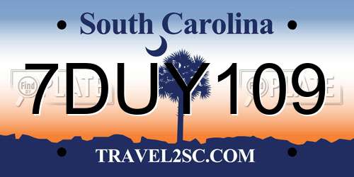 7DUY109 South Carolina License Plate