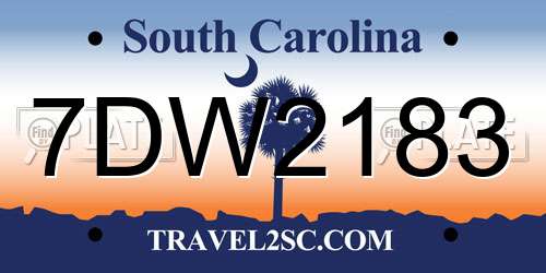 7DW2183 South Carolina License Plate